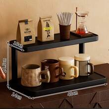 1pc Multifunctional Desktop Organizer Rack, Multi-Purpose Storage Display Stand, Cup Holder, Perfume Rack, Spice Rack, Cake Stand, Suitable For Water Cups, Coffee Cups, Tea Sets, Office Desk, Coffee Bar, Kitchen, Home Decor - Black - View 9