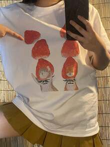 Y2K Short-Sleeve T-Shirt For Women: Soft, Breathable, And Gentle On The Skin. A Relaxed, Casual Street Style That's Incredibly Versatile. Perfect For Daily Wear, Commuting, Dates, Travel, And School. Available In Plus Sizes. A Stylish And Flattering All-Around Top For Women. - White - View 4