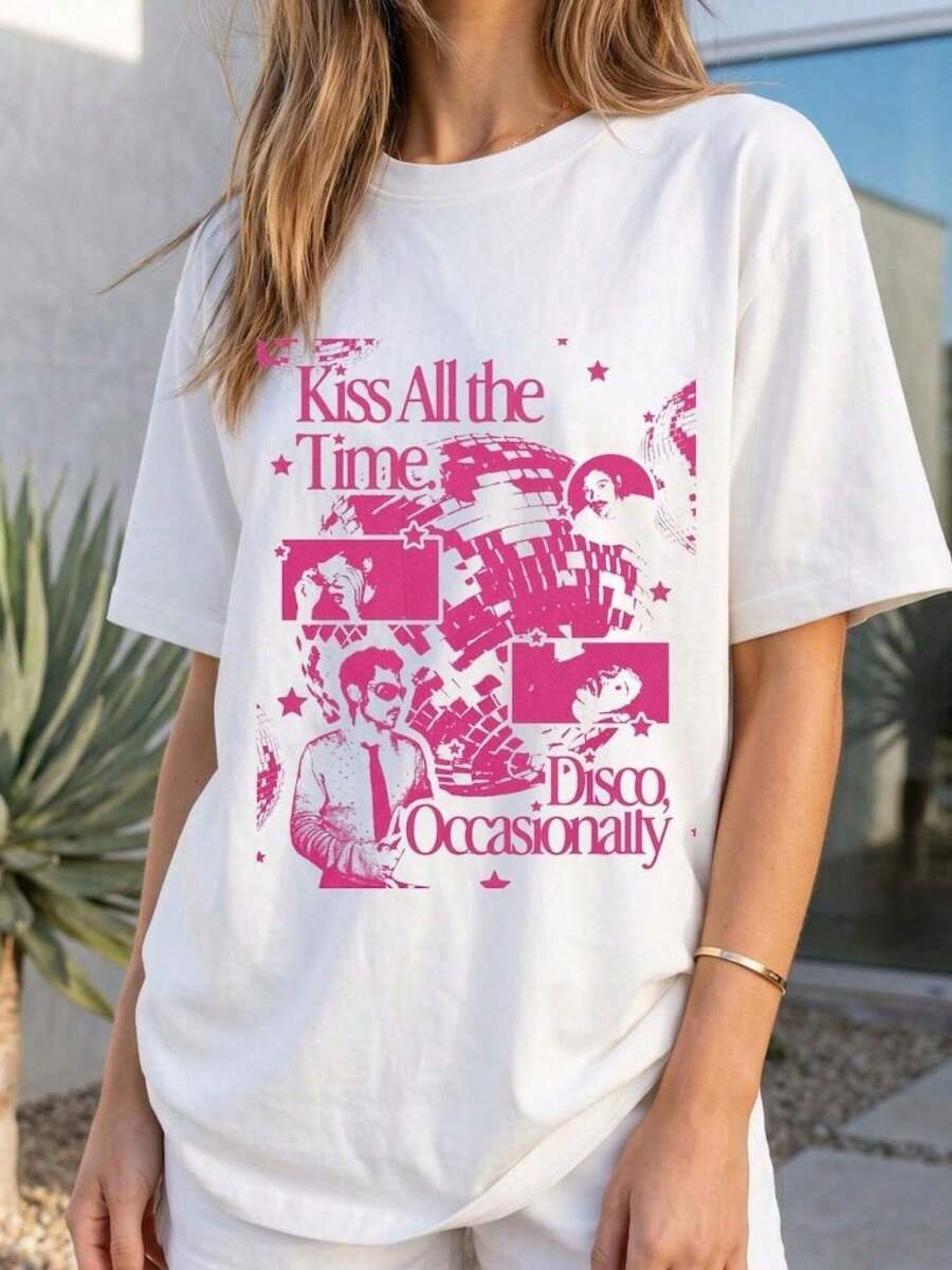 Camiseta unisex de algodón puro, camiseta manga corta verano, bebé con estampado 'Kiss All The Time... Blusas,Blusas Para Niña - Blanco - Ver 1