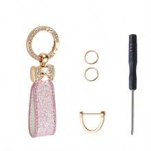 1 pieza Llavero de coche creativo con strass, estilo francés, anillo de llave de coche, colgante de mariposa con herrajes, adorno colgante exquisito, llavero versátil para mujeres - Llavero con incrustaciones de diamantes - Ver 11