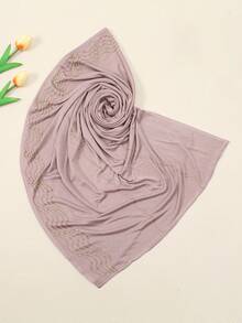 1pc New Style Mercerized Cotton Wavy Rhinestone Scarf For Women, Muslim Headscarf, Soft And Thin Long Scarf, Elegant Headscarf For Daily Outing - Multicolor - View 22