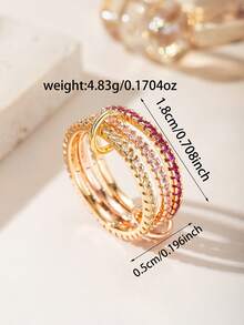 3rd Ring Roa Exquisite Cubic Zirconia 18K Gold Multi-Band Stackable Rings For Men And Women, Suitable For Daily Wear, Banquets And Nightclub Occasions - Gold - View 4