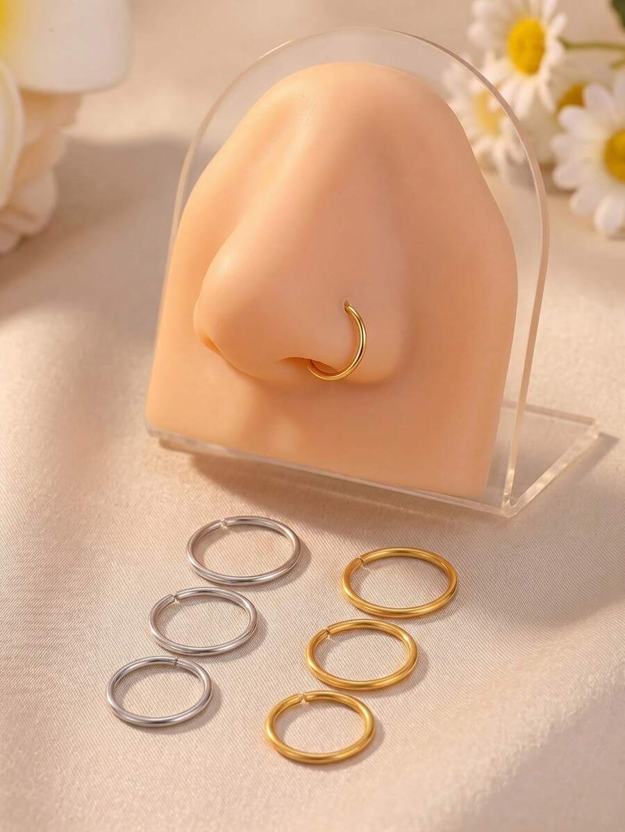 16G Stainless Steel Nose Ring Nose Stud Earring Ear Stud Cartilage Ring Lip Ring Nose Ring Earring Jewelry 8mm 10mm 12mm - Small Opening - View 1