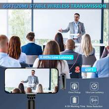 HITOZON Professional Wireless Lavalier Microphone, Suitable For Smartphones, Plug And Play, For Video Recording, Teaching, Interviews, Podcasts, Etc. Wireless Omnidirectional Condenser Recording Microphone, Suitable For Vlogging - Black - View 8