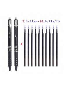 12pcs+10pcs Erasable Gel Pen Refill Set, With 0.5mm Black And Blue Gel Ink Built-In Eraser Office Supplies Exam Stationery Set Back To School - Multicolor - View 2