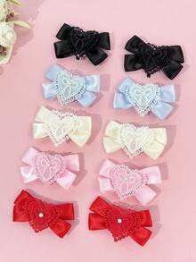 2pcs/Set Cute Heart & Bow Tie Hair Clips, Versatile Accessory For Daily Commute, Festivals, Parties, Outings, Gifting To Best Friends,Snap Clip,Claw Clips - Multicolor - View 15