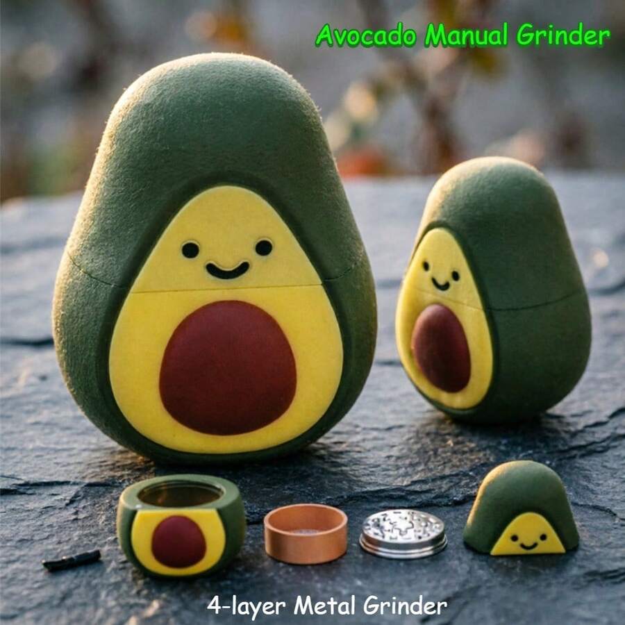 4-Layer Metal Avocado Spice Grinder, Creative And Cute Handmade Vanilla Grinder, Suitable For Daily Kitchen Use, Great Christmas & Anniversary Gift For Boyfriend And Girlfriend - Fastship - Green - View 1