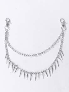 1 Stück Hüftkette im europäischen und amerikanischen Hip-Hop-Punk-Stil mit Metallnieten, mehrlagig, Gürtel-Accessoire für Bühnenauftritte und Jeans - Silber - Übersicht 4