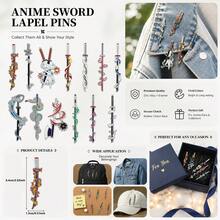 13pcs Demon Slayer Nichirin Sword Enamel Pins, Anime Tanjiro Zenitsu Character Katana Metal Lapel Brooches,Backpack Clothing Fans Collectible Gift - Multicolor - View 2