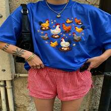 Cute Daily Casual Graphic T-Shirt 100% Cotton Oversized Soft Breathable Casual Crewneck Short Sleeve Top Aesthetic Daily Fashion Lovers Casual Wearers  Basic Vintage Minimalist Style Gift Givers - 藍色 - 查看 18