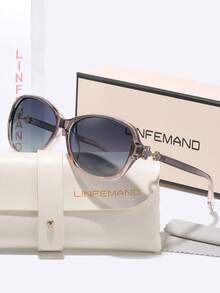 Kính mát nữ LINFEMAND gọng oval gradient, đính đá rhinestone cỏ bốn lá tinh xảo ở càng kính, thiết kế gọng oversized tôn dáng mặt giúp mặt trông nhỏ hơn, phong cách sang trọng nhẹ nhàng, đa năng cho đi mua sắm, dạo phố, du lịch, đi làm, chống nắng, quà tặng ngày lễ - Nhiều màu - Xem 1