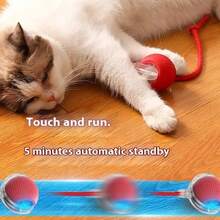 Cat Toy Ball with Tail Rope, Smart Rolling Ball, LED Light, Electric Self-Rolling Pet Toy, Interactive Cat Jumping Ball, Automatic Cat Teaser Ball, Small Dog Toy, Pet Excercise, Cat Activity - Rojo - Ver 4