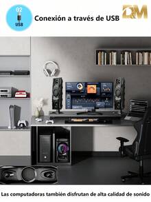 D&M This Bluetooth Multimedia Surround Sound System Features RGB Lighting Effects, A Powerful Subwoofer, And Supports USB And Remote Control Functions, Making It Suitable For Home Theater And Desktop Gaming. - Black - View 5