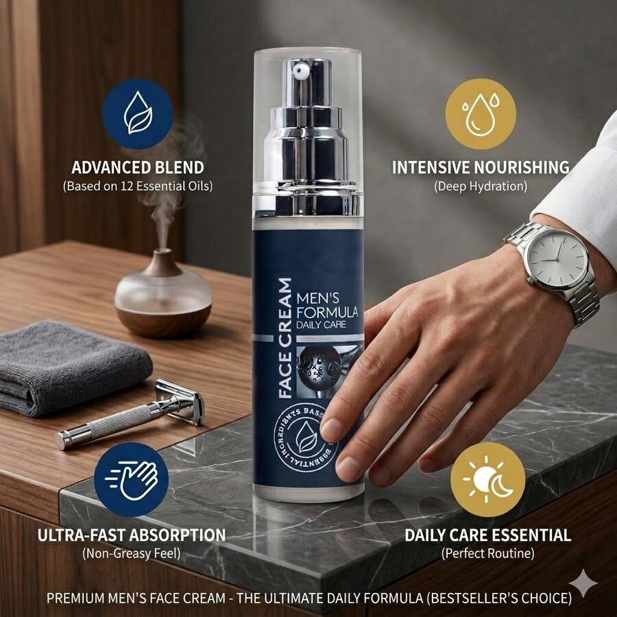 6-In-1 Face Cream For Men, Men's Daily Hydrating Moisturizer With Vitamin C, Jojoba Oil, Vitamin E & Hyaluronic Acid, Skin Care Routine, Healthy Skin Support, Pack Of 1, 1.7 FL OZ - Collagen - 查看 1