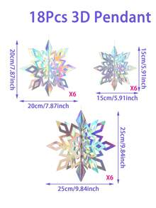 18 pièces Décorations de flocons de neige suspendus irisés, Guirlande de flocons de neige en papier 3D pour Noël, Décoration de fond pour fête de Noël, Ornements de flocons de neige suspendus, Décorations de Noël, Décoration de plafond, Décoration de fête d'hiver, Décoration de fond pour fête d'anniversaire thème Frozen, Décoration de mariage, Accessoires photo pour fête de Noël, Fournitures pour fête de Noël, Cadeaux de Noël, Décorations du Nouvel An - Argent irisé - Voir 6