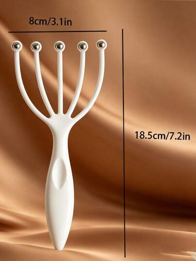 1pc White PP Material 5 Steel Ball Roller Simulated Hand Soothing Relaxing Massage Scalp Body Massage Fatigue Relief Head Massage Scratching Tool For Home Use
