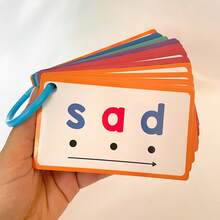 60pcs CVC Word Dry Erase Flash Cards, Reusable Phonics Learning Cards With Marker, Early Reading And Writing Practice Educational Toy For Kids - 彩色 - 查看 9