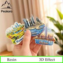 旅行紀念品樹脂3D冰箱貼 - 科威特、多哈 & 杜拜城市天際線系列，迷你地標冰箱貼，家居裝飾品，送給朋友和節日禮物的完美選擇 - 1PC - 查看 9