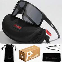 1 Set POLASUP Contrast Color Sports Cycling Glasses, One-Piece Lens, Half-Frame Hollow Tech Style Design, Lightweight Non-Slip Temples, Suitable For Cycling, Running, Outdoor Activities, Etc. Comes With Hard Case, Storage Bag, Glasses Strap And Cleaning Cloth, Complete Accessories, Fashionable Unique Unisex - Multicolor - View 13