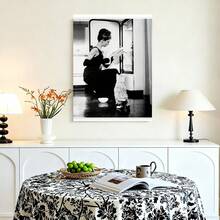 Cuadro decorativo 1 Pieza de Arte en Lienzo  y Gato Blanco y - Póster Contemporáneo 18"x12", Decoración Clásica de  para Sala, Dormitorio o Pasillo - Idea de Regalo Navideño Atemporal, Arte Cinematográfico, Estilo Elegante, Diseño Plano 2D, Ideal para Decorar Habitac - Cuadros decorativos con marco - Ver 3