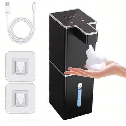Dispensador de jabón con sensor inteligente recargable por USB, espumador eléctrico portátil de escritorio, dispensador automático de jabón para manos montado en la pared