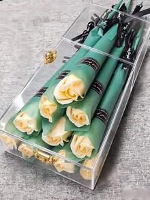 20 pièces Fleurs de savon parfumées Roses artificielles, Matériau de savon de bain à l'huile essentielle, Fleurs fausses éternelles réalistes, Cadeau de la Saint-Valentin, Faveur de mariage, Décoration de bureau à la maison - Multicolore - Voir 2