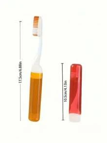 6pcs/Set Foldable Travel Toothbrush Set With Storage Case, Medium Stiffness Nylon Bristles, Unscented, Complete Set, Unisex, Manual Toothbrush Set, Portable, Suitable For Travel, Camping, School And Home Use. - Multicolor - View 4