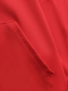 Plus Size Women's Halloween Rose Print Long Sleeve Hooded Thin Sweatshirt, Loose Fit High Street Couple Sweatshirt Top, Autumn/Winter Casual Style - Red - View 5
