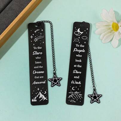 Charm Black Acotar Metal Bookmark - Fantasy Bookmark, Suitable For Women Who Love Reading, Unique Blue Moon Mountain Aesthetic Bookmark, Suitable For Book Lovers, Bookworms, Birthday Gifts.
