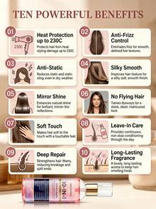 Semprotan Penghalus Rambut Multifungsi 10-in-1, Mengandung Minyak Nabati Alami, Perlindungan Panas & Pengontrol Rambut Kusut - Multi Aroma - View 10