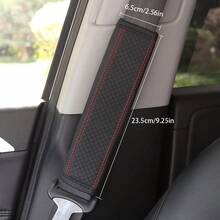 2件組 PU皮革壓紋汽車肩帶套，安全帶裝飾，汽車內飾配件，四季適用 - A - 查看 9