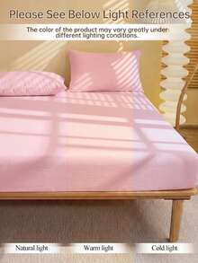 1 pieza Sábana ajustable impermeable, Ropa de cama, Sábana ajustable, Cubrecolchón, Rosa, Ropa de cama suave y cómoda para el dormitorio, Protector de colchón amigable con la piel, Adecuado para Queen, King, Twin todos los tamaños, Protector de colchón y almohadilla de colchón funda suave - Rosa - Ver 10