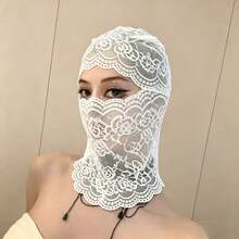 1件裝性感黑色蕾絲花卉鏤空裝飾面具，薄款透氣女性面部遮罩，舞台表演 Cosplay 道具，萬聖節 - 彩色 - 查看 19