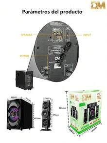 D&M This Bluetooth Multimedia Surround Sound System Features RGB Lighting Effects, A Powerful Subwoofer, And Supports USB And Remote Control Functions, Making It Suitable For Home Theater And Desktop Gaming. - Black - View 11
