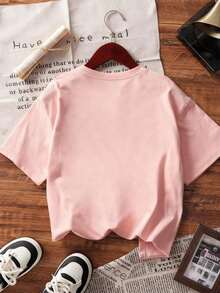 Maglietta da donna con motivo a conchiglia - Maglietta a maniche corte con stampa carina di conchiglia di sirena, top estivo casual a collo tondo e vestibilità ampia, rosa - Rosa - Visualizzare 3