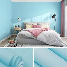 1 Roll Self-Adhesive Thickened Matte Wallpaper Sticker, Living Room Bedroom Wardrobe Furniture Renovation Sticker, Cabinet Sticker, Solid Color Waterproof Contact Paper, Multiple Colors Available. - Solid Color - View 20