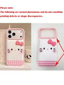 SANRIO 3D Bow Hello Kitty Cute Cartoon - Cute Bow Design Compatible With Apple 17/17Air/17Pro/17Promax, 16/16Plus/16Pro/16Promax, 15/15Plus/15Pro/15Promax, 14/14Plus/14Pro/14Promax, 13/13Pro/13Promax, 12/12Pro/12Promax, 11/11Pro Max, Dustproof, Popular Hot Puffy Leather Texture Shockproof Protective Case - Pink - View 6