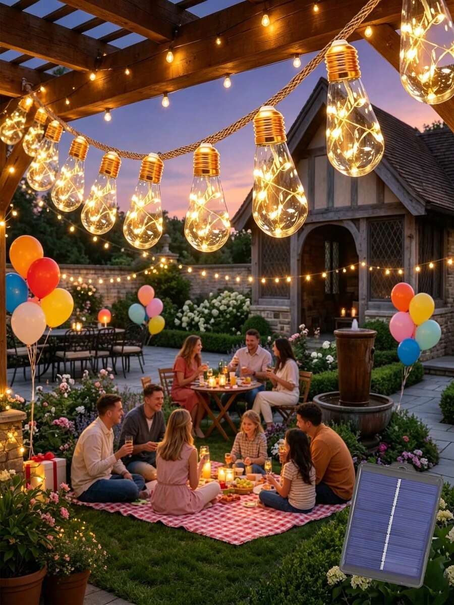 Solar Powered Outdoor String Lights, 10 LED Fairy Lights, 8 Lighting Modes. Auto On At Dusk, Auto Off At Dawn. Suitable For Fence, Yard, Garden, Party, Wedding, Camping, Christmas Tree And Christmas