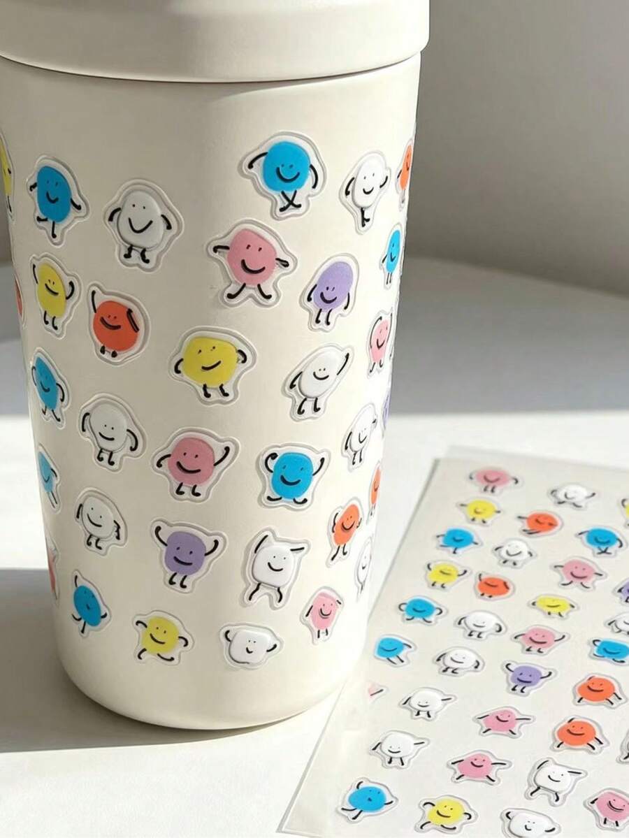 1 buah Stiker Dekoratif Bulat Wajah Tersenyum Macaron, Alas Transparan Tahan Air Perekat Mandiri, Palet Warna Lembut dan Lucu dengan Gambar Wajah Tersenyum Empat Lengan yang Digambar Tangan Sederhana, Gaya Seni Lucu yang Menenangkan, Cocok untuk Kolase, Dekorasi Casing Ponsel, Stiker Botol Minum, Mempercantik Buku Catatan, Juga untuk Modifikasi Kotak Penyimpanan, Dekorasi Kemasan Kotak Hadiah, Kompatibel dengan Berbagai Kreasi DIY Buatan Tangan - Macaron berbentuk wajah tersenyum bulat - View 1