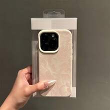1pc White Lychee Texture Matte Minimalist Lens Protection Full Screen Pink Embossed Floral Pattern Phone Case Personalized Suitable For IPhone 16 Pro Max 17/16/15/14 Plus/13/12/11 Protective Case Air Suitable For Samsung Series - Multicolor - View 3