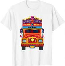 Camiseta de Algodón Versátil Estilo Urbano 2026 con Diseño de Tipografía de Camiones de Urdu en Lahore y Karachi, Pakistán - Blanco - Ver 1