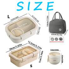 Multi-Compartment Leak-Proof Fresh-Keeping Box With Utensils, Portable Bento Box For Outdoor Picnic, Beige, 1000ml Capacity - Multicolor - View 10