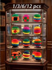 12/6/3/1pcs Handmade Crochet Haki Ball, 5.5cm Colorful Knitted Footbag, Durable Soft Kick Ball, Suitable For Juggling, Outdoor Games, Classroom Activities, Stress Relief, Family Gatherings, Party Gifts, Holiday Gifts And Carnival Games, Soft Squeeze Ball - Regular Model - View 2