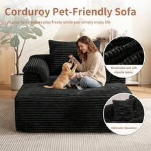 VerdeCore 48" Oversized Single Cloud Sofa Bed, Deep Seat Cushion, No Assembly Required, Boneless Fluffy Couch With Plush Cushions, Modern Sleeper Loveseat For Living Room, Bedroom, Small Spaces, Apartment, Movie Night - 黑色 - 查看 6