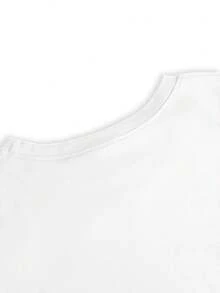 Women's Essential T-Shirt, Comfortable In All Seasons, Soft Round Neck, Fashionable Print - Blanco - View 3