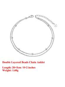 ORSA JEWELS 1pc S925 Sterling Silver 14K Gold Double Layer Chain Anklet, Minimalist Jewelry, Suitable For Women And Men For Summer Beach Vacation, Party And Daily Wear - Cable Chain - View 7