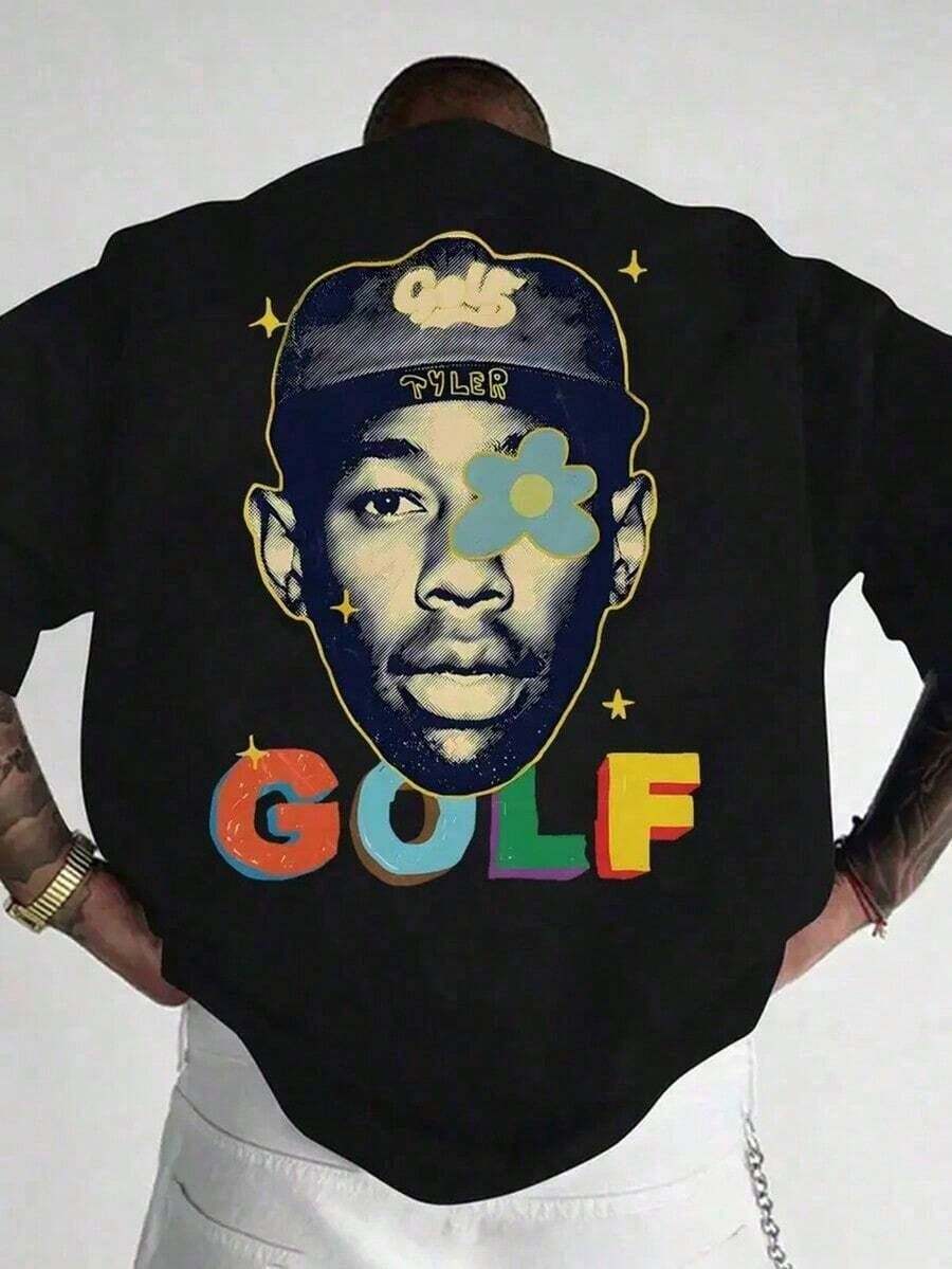 Camiseta de manga corta con estampado GOS TYLER para hombres con diseño de gorra, camiseta de libertad, disfraces de Halloween para hombres, Navidad, camiseta divertida, camiseta gráfica, - Negro - Ver 1