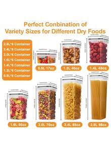 48pcs Sealed Food Storage Containers With LIDS - Lunch Boxes Ideal For Organizing And Storing Grains, Rice, Pasta, Tea, Nuts And Coffee Beans In A Kitchen Pantry - Can Be Used For Dishwasher Washing, Including Labels And Markers - Đen và trắng - Xem 3