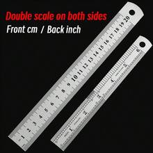15-30cm Stainless Steel Metal Ruler, Precision Double-Sided Measuring Tool With Scale Markings, Durable Metal Steel Ruler, Suitable For Woodworking And Students, Accurate Measuring Instrument, Back To School - True Color - View 4