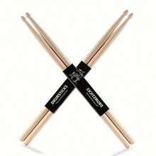 1 Pair Natural Wood Drumsticks, Solid Wood With Fine Polished Texture, Sturdy And Durable For Daily Practice, Rehearsal And Stage Performance, Convenient Storage, Suitable For Beginners Or As A Gift For Drum Enthusiasts - Multicolor - View 1